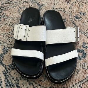Sorel White and Black Slide Sandals size 8